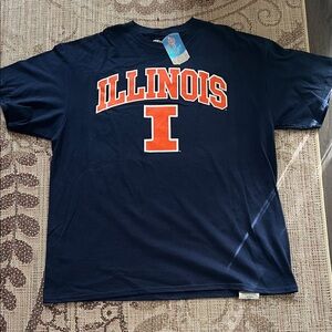 Pro Edge Navy Long-Sleeve 'Fighting Illini' Graphic Tee with Orange Accents XL